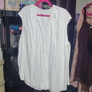 Split-Neck Button-Front Sleeveless Top for Women